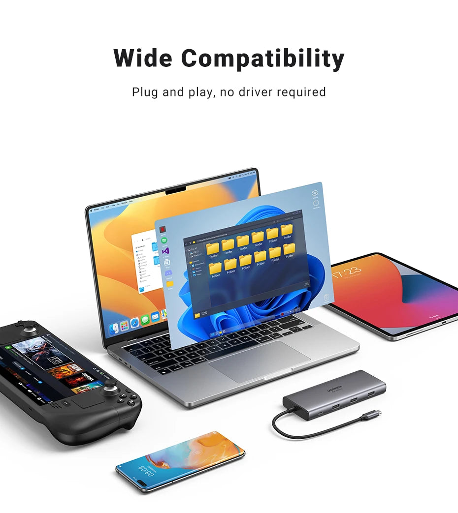9-in-1 USB-C Hub – 4K@60Hz HDMI, 10Gbps USB, RJ45, PD 100W