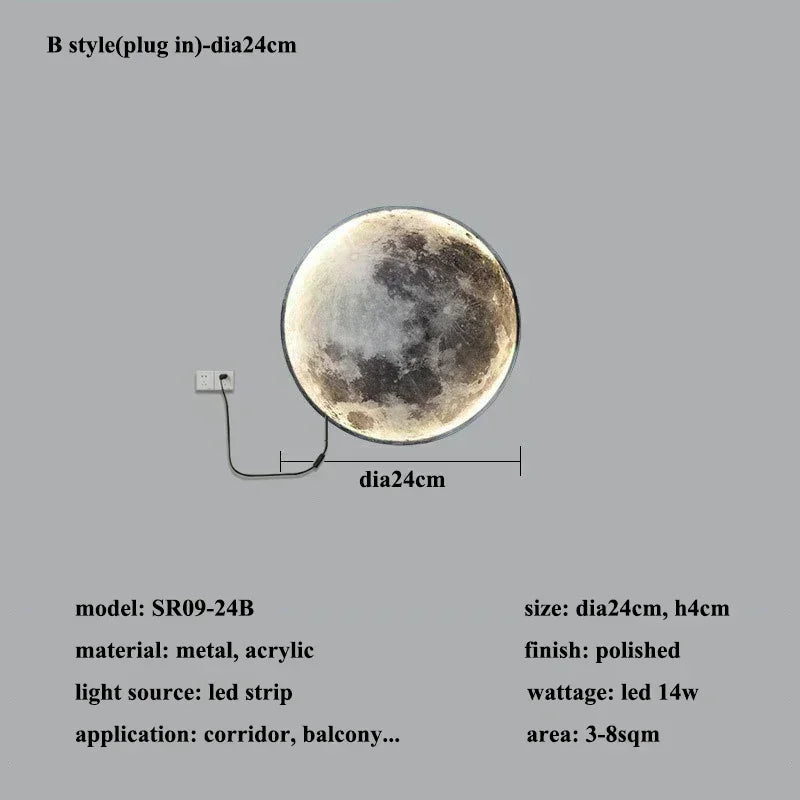 Modern 3D Moon LED Wall Lamp – Bedroom & Living Room Light