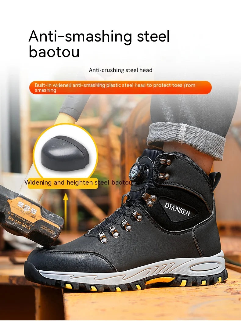 Rotating Button Safety Shoes for Men