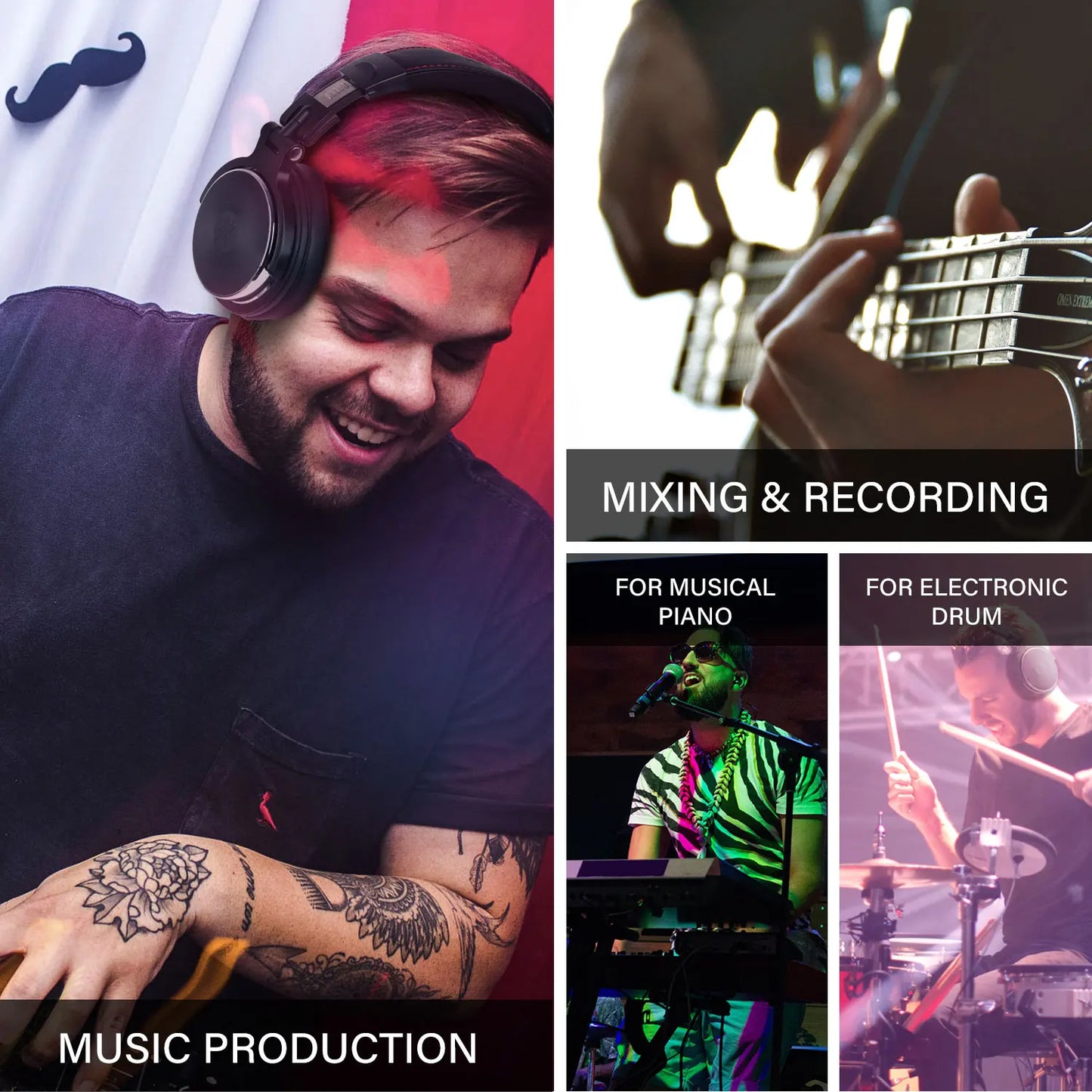 Professional Wired DJ Headphones – Over Ear with Mic & Hi-Res Audio