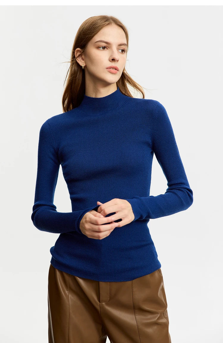 Women’s Slim Fit Turtleneck Sweater – Warm High Elastic Pullover