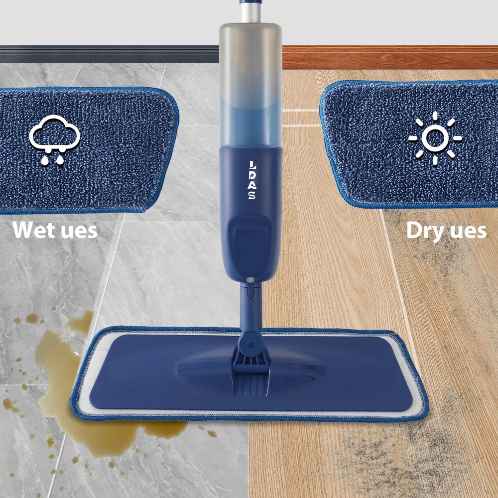 DARIS Spray Mop – 500ml Refillable Bottle, 3 Microfiber Pads