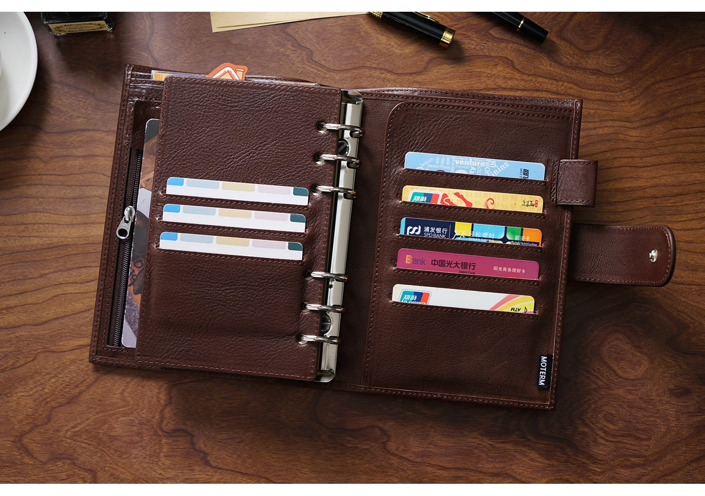 Full Grain Leather Planner with Rings – Personal Size Organizer