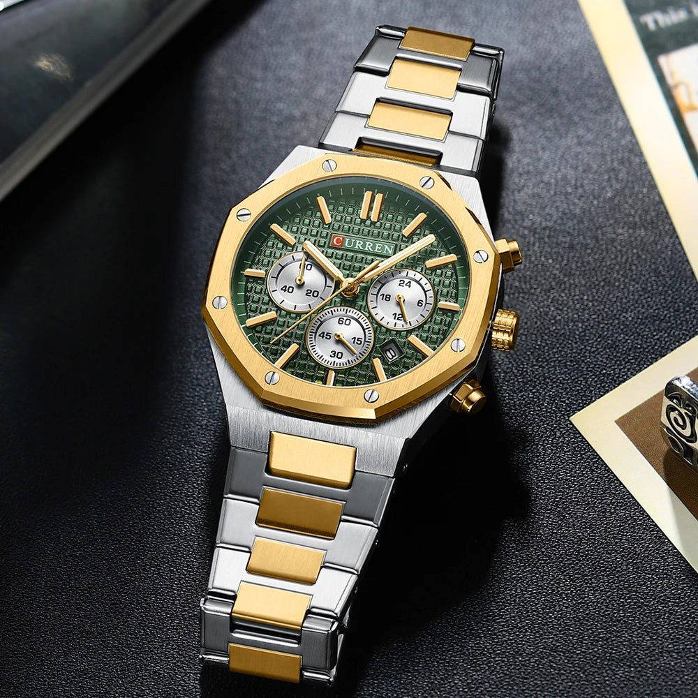 Casual Stainless Steel Quartz Watch – Waterproof Men’s Chronograph