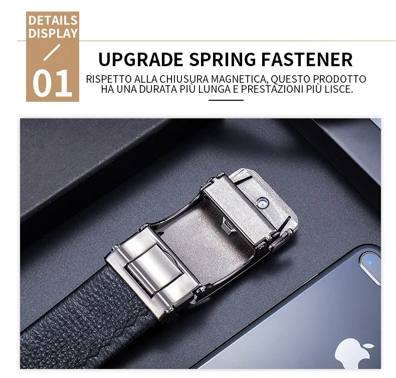 Genuine Leather Men’s Belt – Black Buckle Casual & Business Style