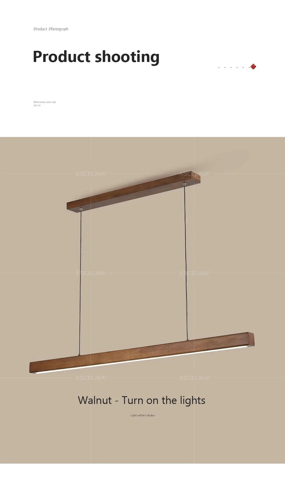 Nordic Wood LED Pendant Light – Long Strip Dining Table Fixture