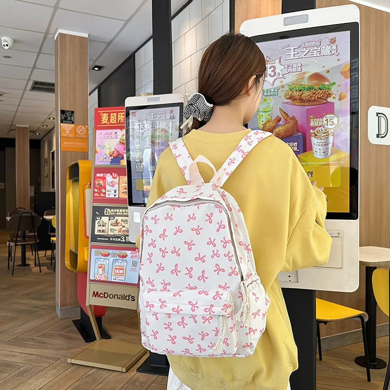 Waterproof Nylon Backpack for Women – Simple Solid Color Travel Bag