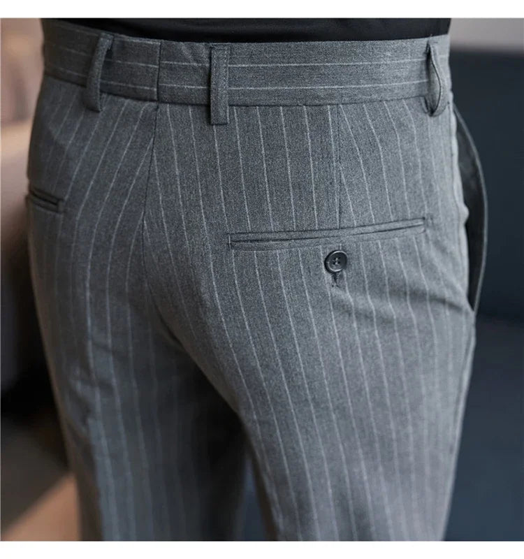 Cartmela Men’s Black Striped Suit Pants