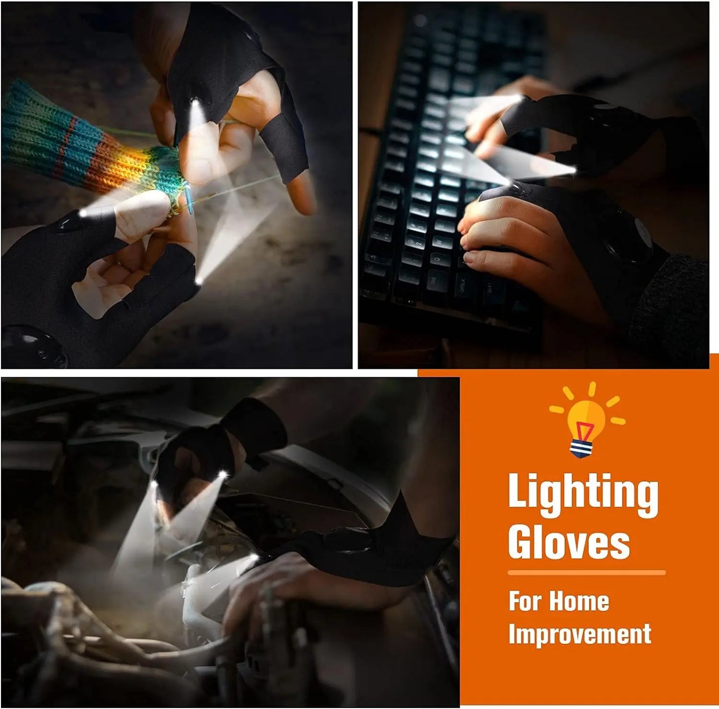 LED Half Finger Gloves – Waterproof Fingerless Gloves for Outdoor Activities