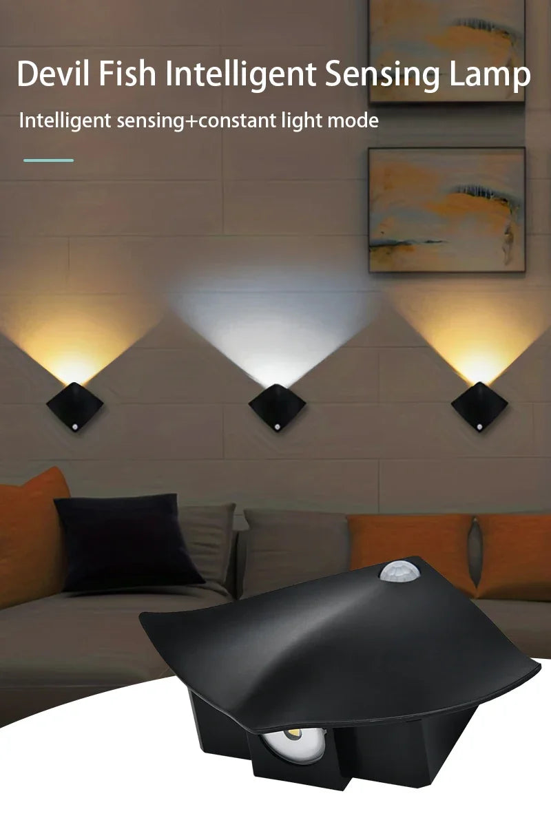Creative Devil Fish LED Wall Lamp – Rechargeable Motion Sensor Light