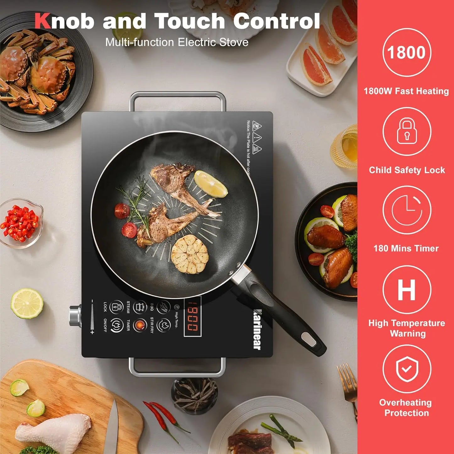 Karinear 1 Zone Ceramic Hob - Portable