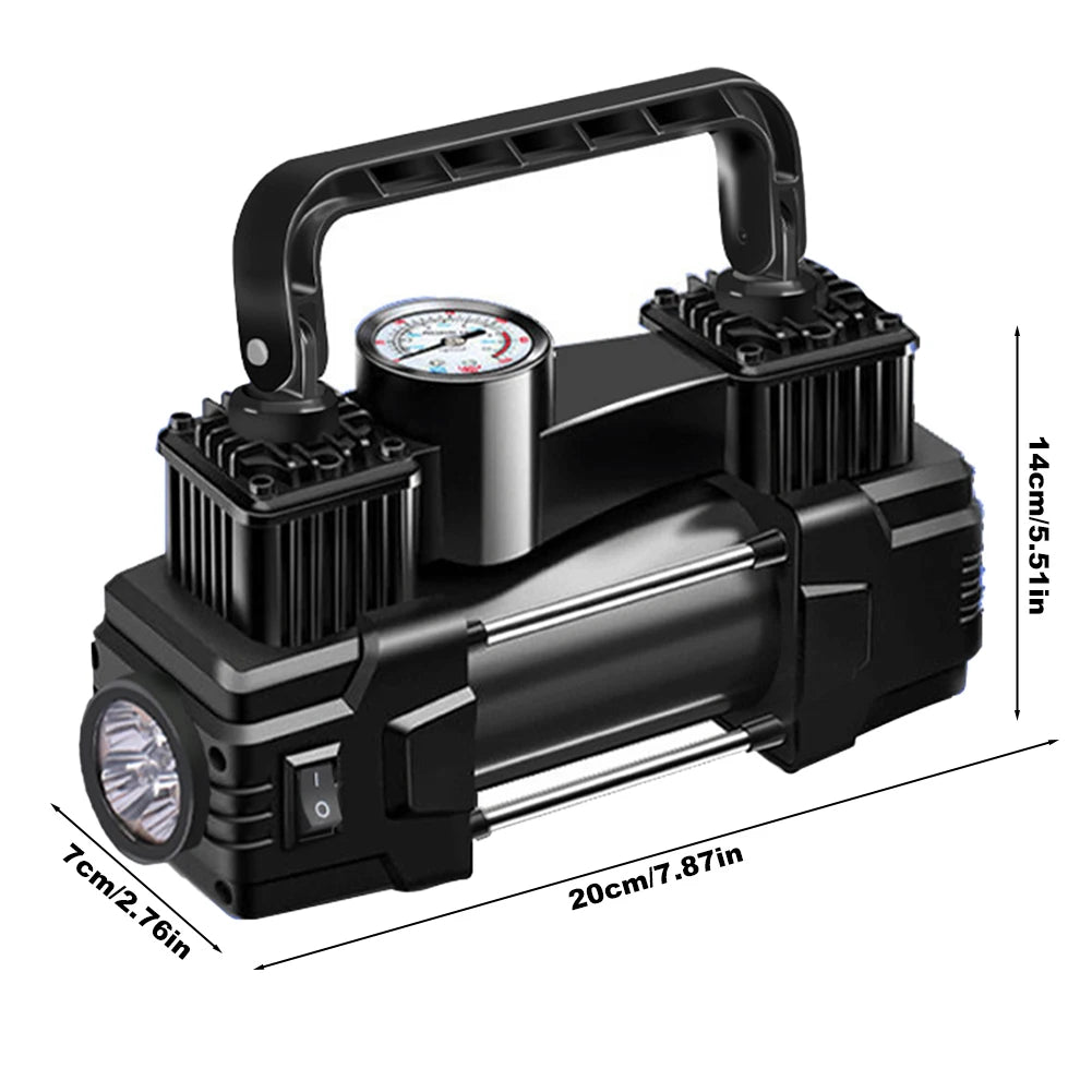 12V 150PSI Dual Cylinder Car Tire Inflator with LED Light