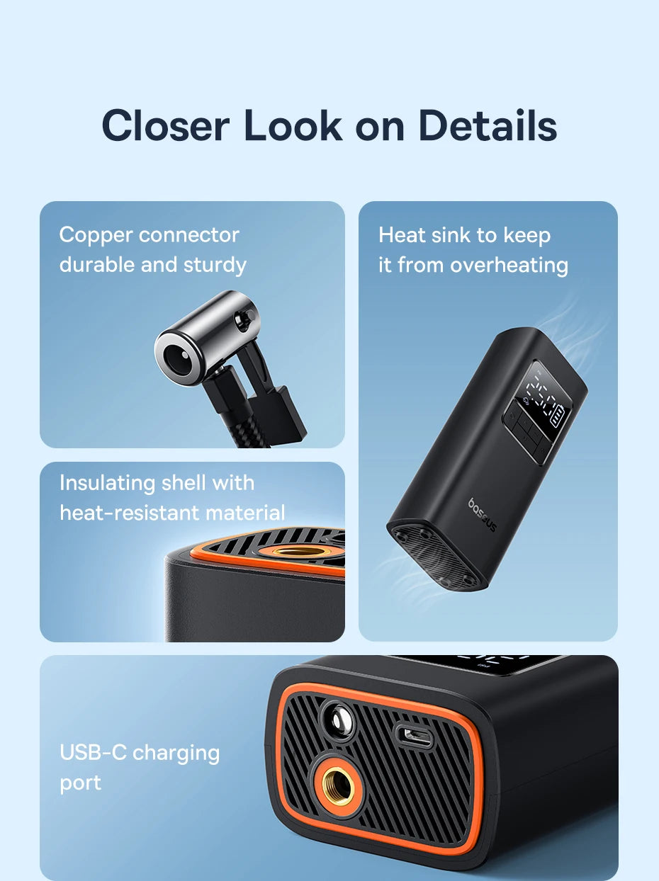 Wireless Portable Car Air Pump – Electric Tire Inflator with LCD