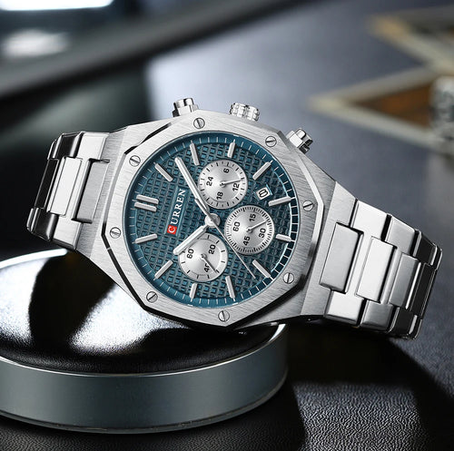 Casual Stainless Steel Quartz Watch – Waterproof Men’s Chronograph