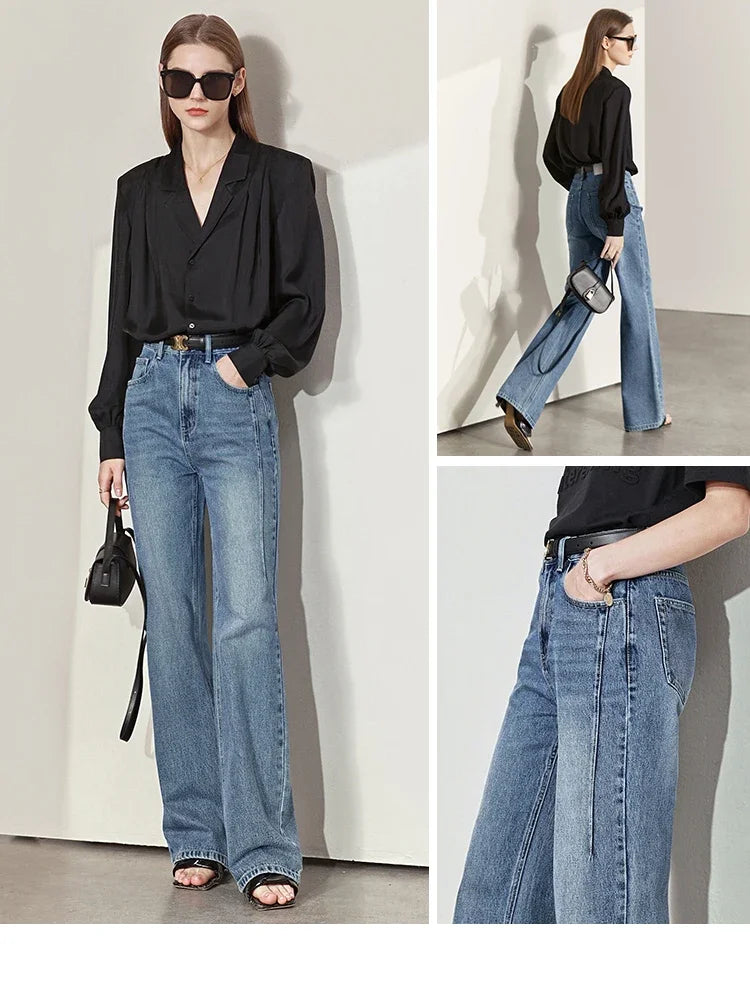 Women’s Vintage Loose Wide Leg Denim Jeans – Casual Spring Pants