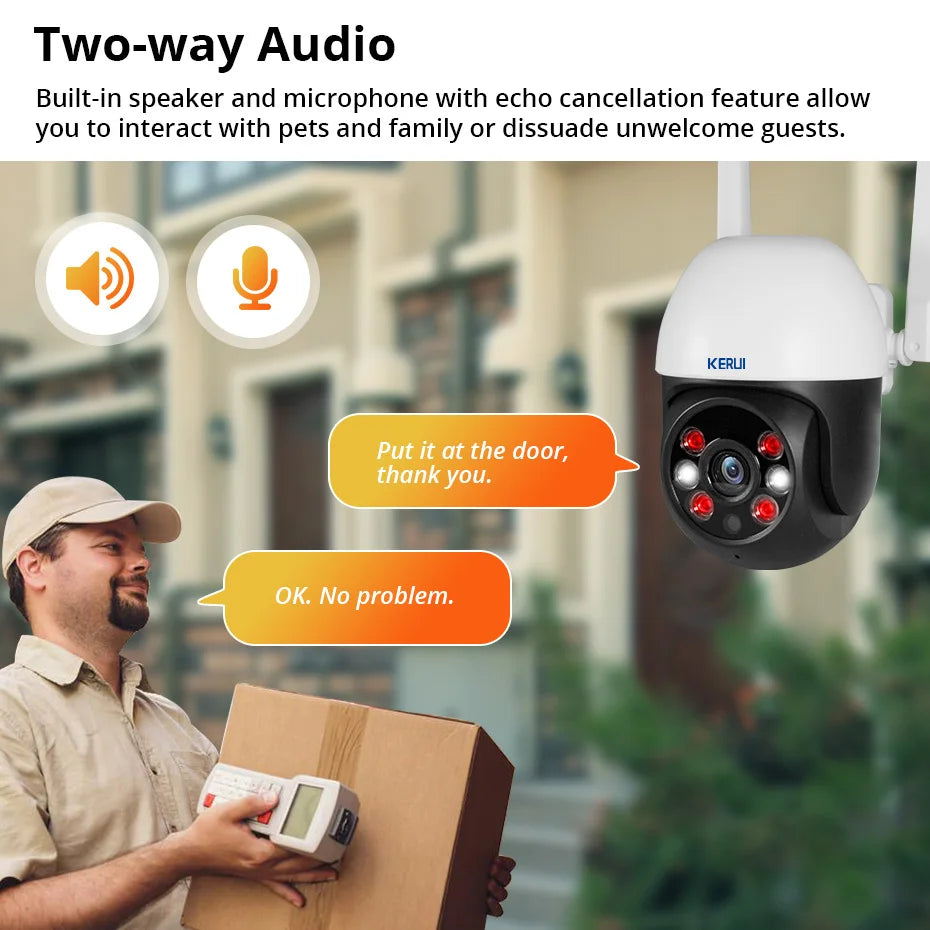 Cartmela 5MP/8MP/4K PTZ WiFi IP Camera