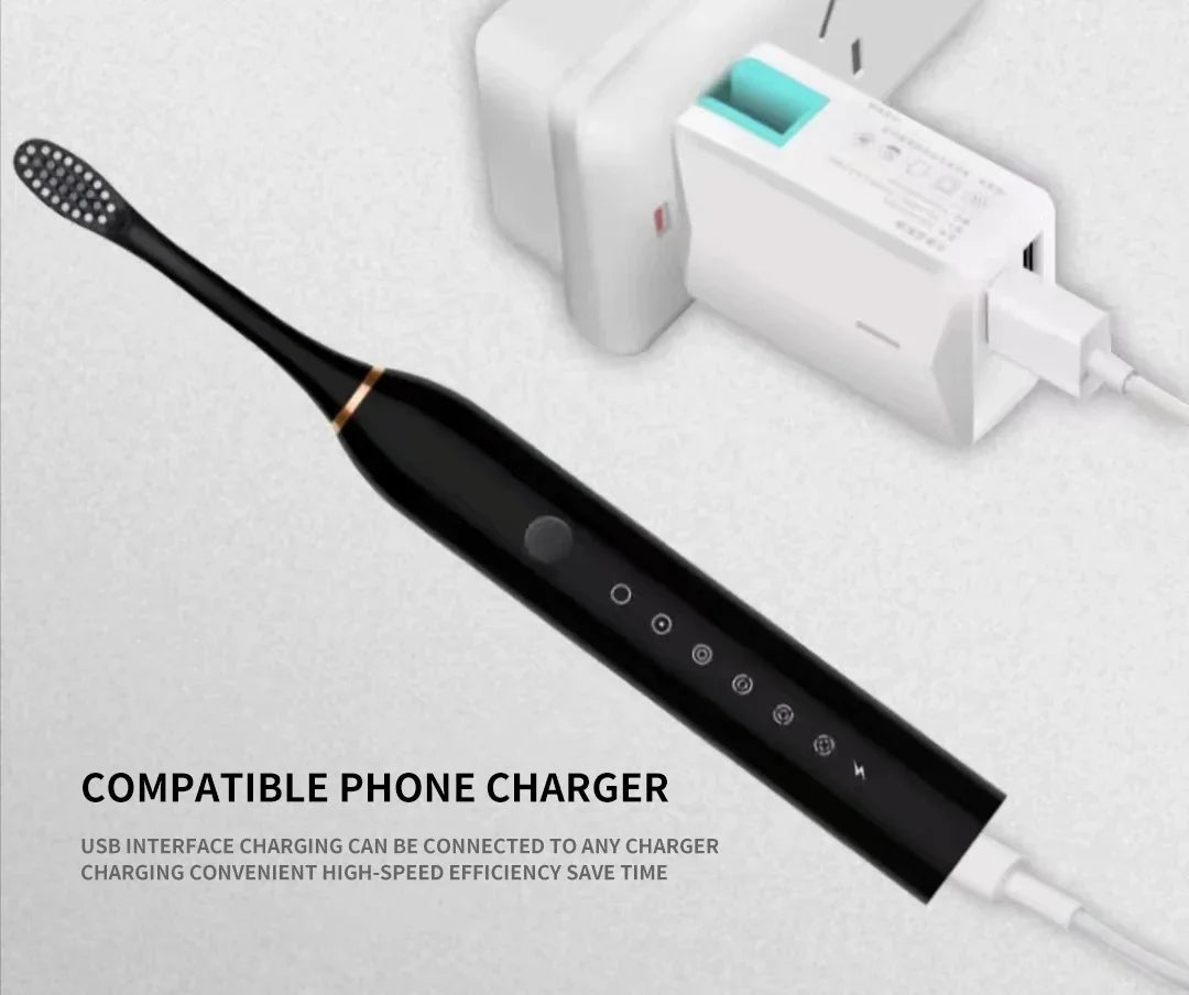 Sonic Electric Toothbrush for Adults | 3 DuPont Heads, USB Rechargeable, IPX7 Waterproof