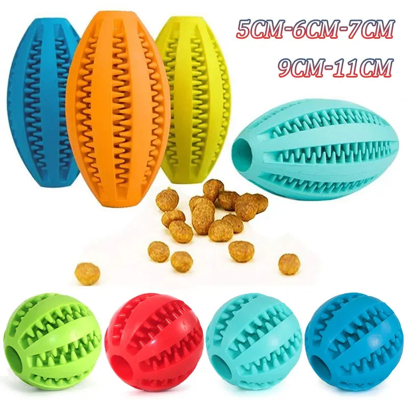 Dog Chew Toy Ball – Tough Rubber Teeth Cleaning Snack Ball