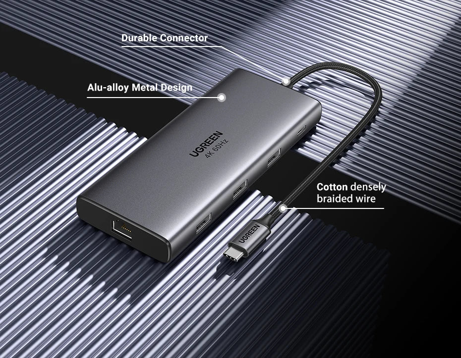 9-in-1 USB-C Hub – 4K@60Hz HDMI, 10Gbps USB, RJ45, PD 100W