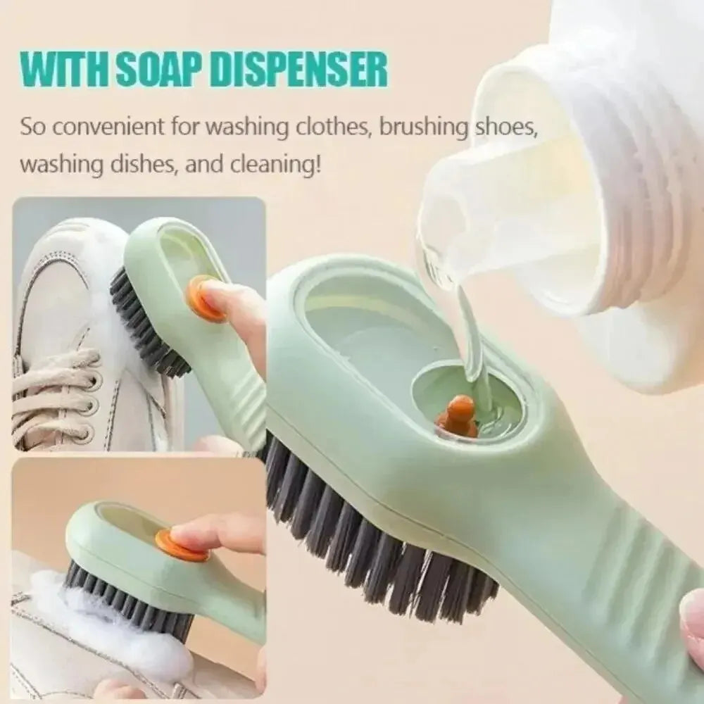 Multifunction Shoe Cleaning Brush with Soap Dispenser & Hook