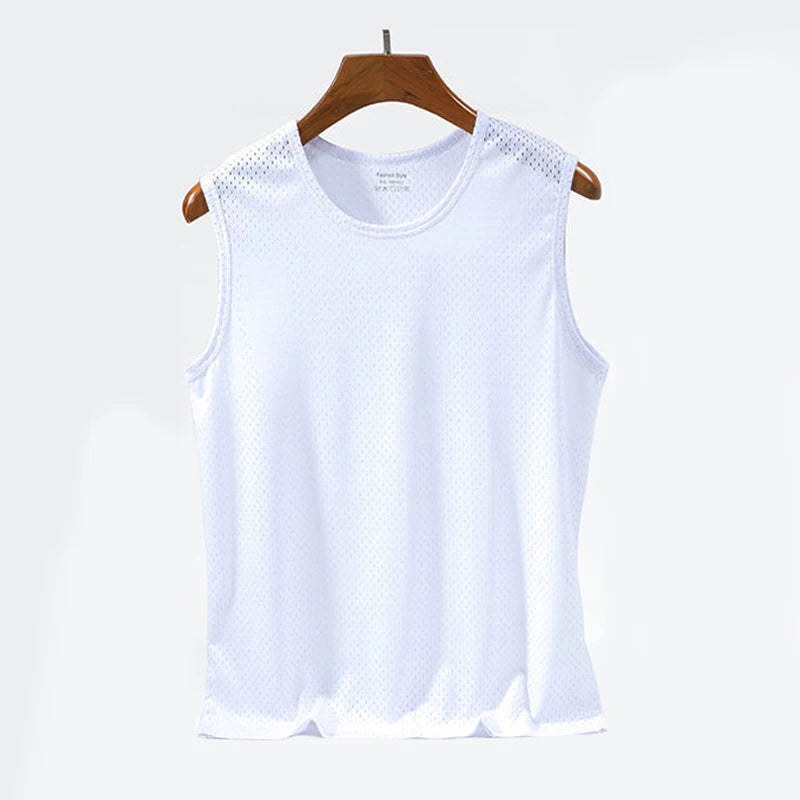 Men’s Ice Silk Mesh Tank Top Bodybuilding Fitness Vest