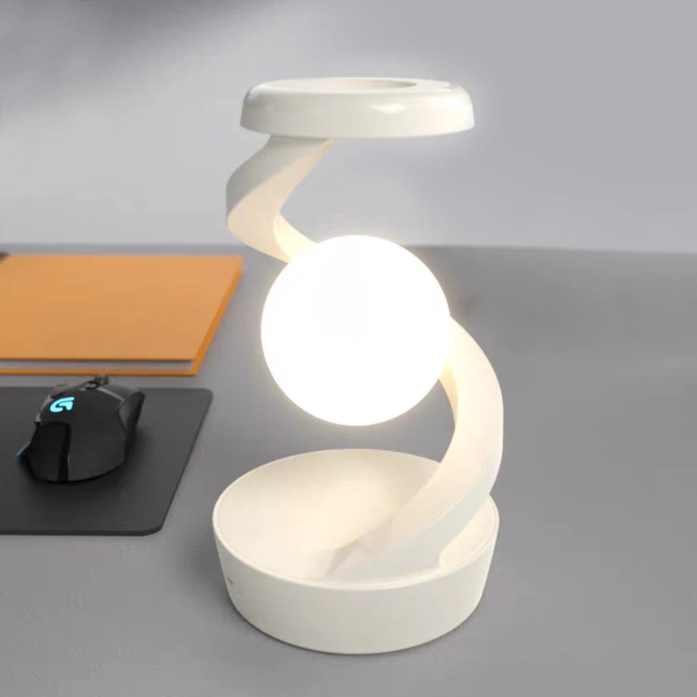 LED 360° Levitating Night Light – Wireless Charging Desk Lamp