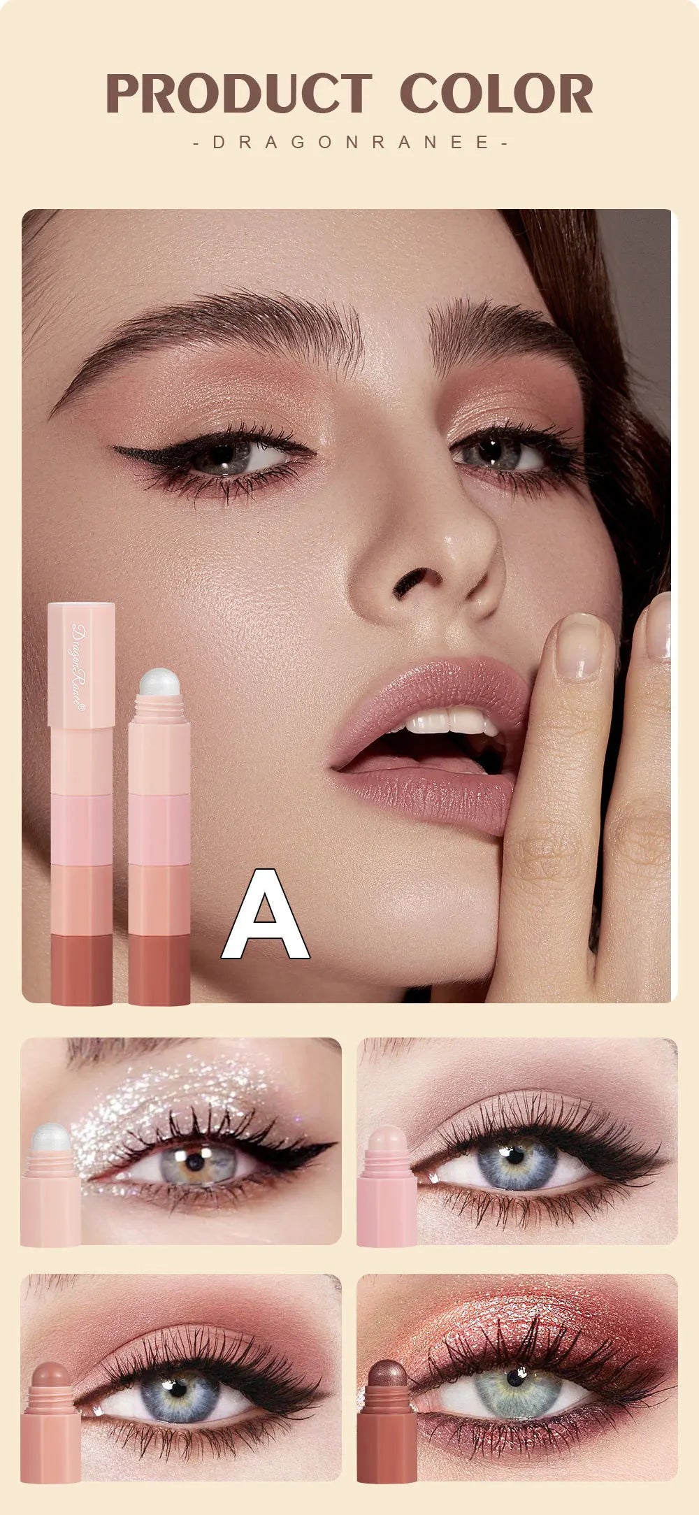 4-Color Lazy Eyeshadow Pencil Set – Waterproof & Shimmer Finish