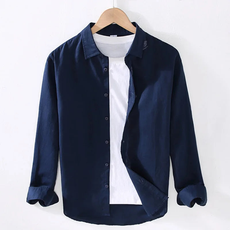 Men’s Linen Cotton Shirt – Long Sleeve Casual Spring/Summer Wear