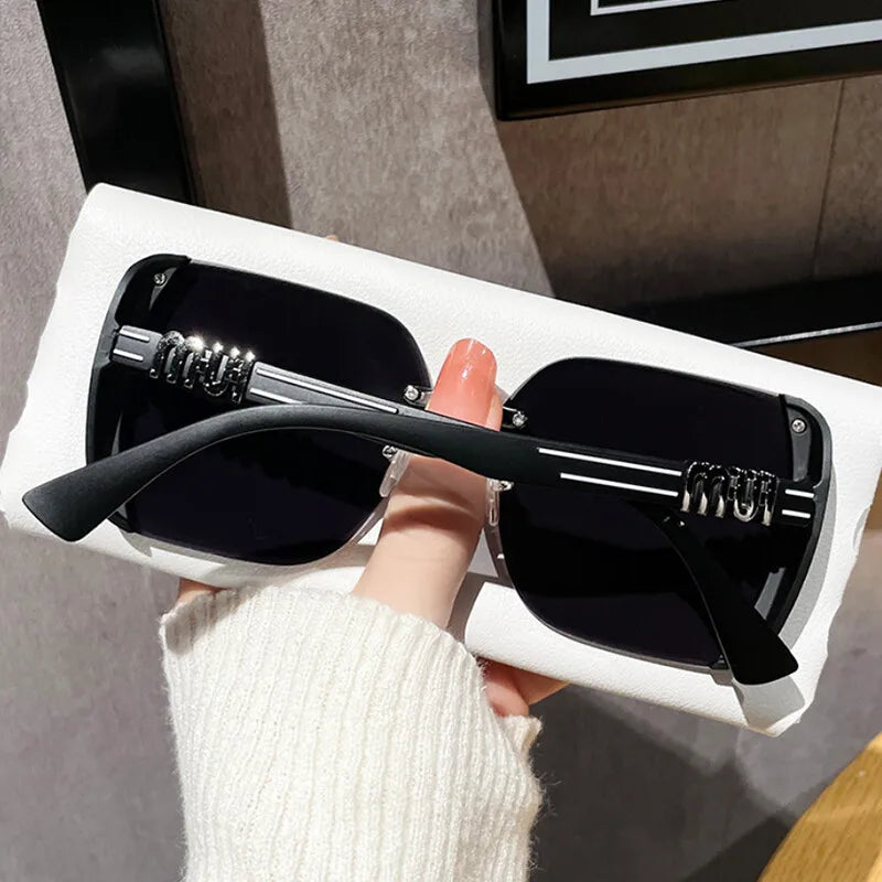 2025 Luxury Oversized Rimless Sunglasses for Women – Stylish Fashion Shades UK