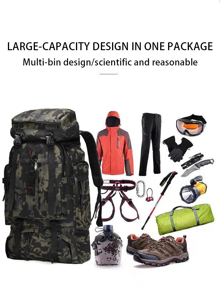80L Large Capacity Waterproof Camouflage Outdoor Backpack