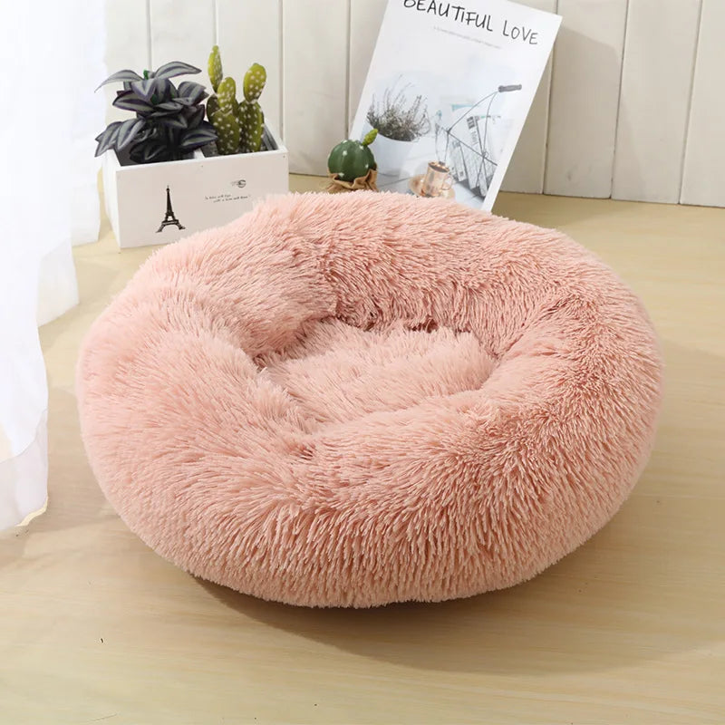 Round Plush Pet Bed – Soft Sleeping Cushion for Cats & Dogs
