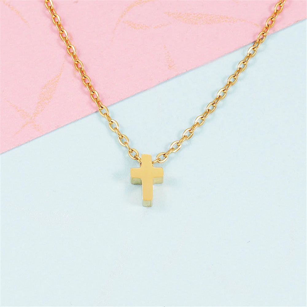 Gold Cross Necklace for Women – Stainless Steel Jesus Pendant