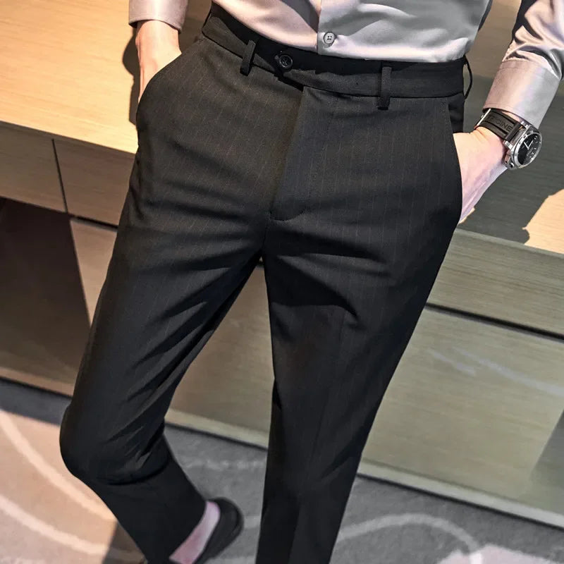 Cartmela Men’s Black Striped Suit Pants