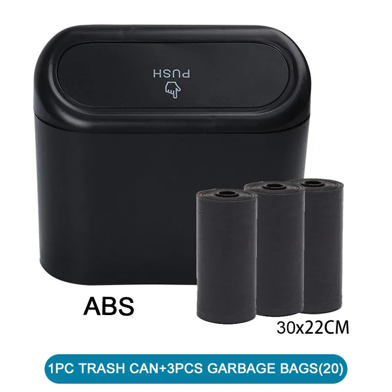 Leak-Proof Car Trash Can with Lid & 60 Garbage Bags – Mini Bin