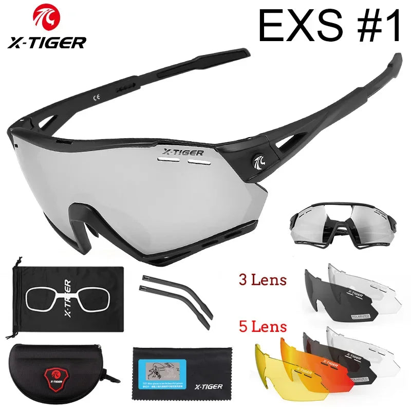 5-Lens Polarized Cycling Glasses – UV Protection Sports Eyewear