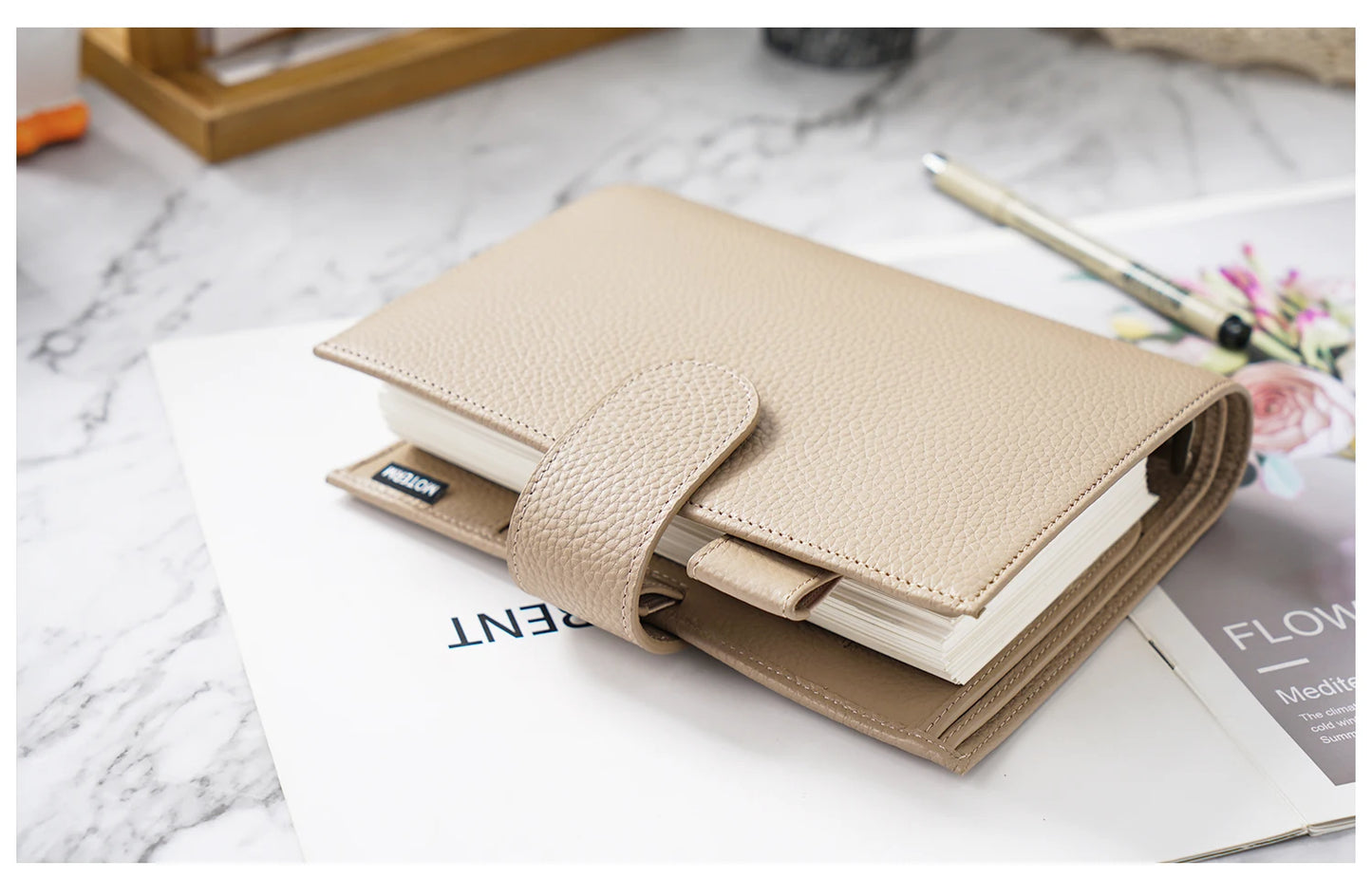 Personal Size Planner – 30mm Rings, Genuine Pebbled Grain Leather