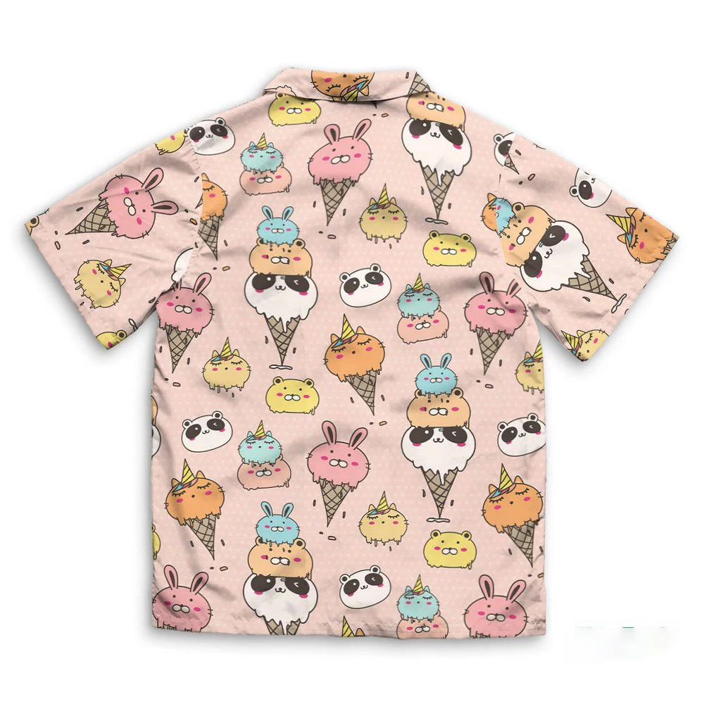 Cartmela Men’s 2024 Ice Cream Print Hawaiian Shirt