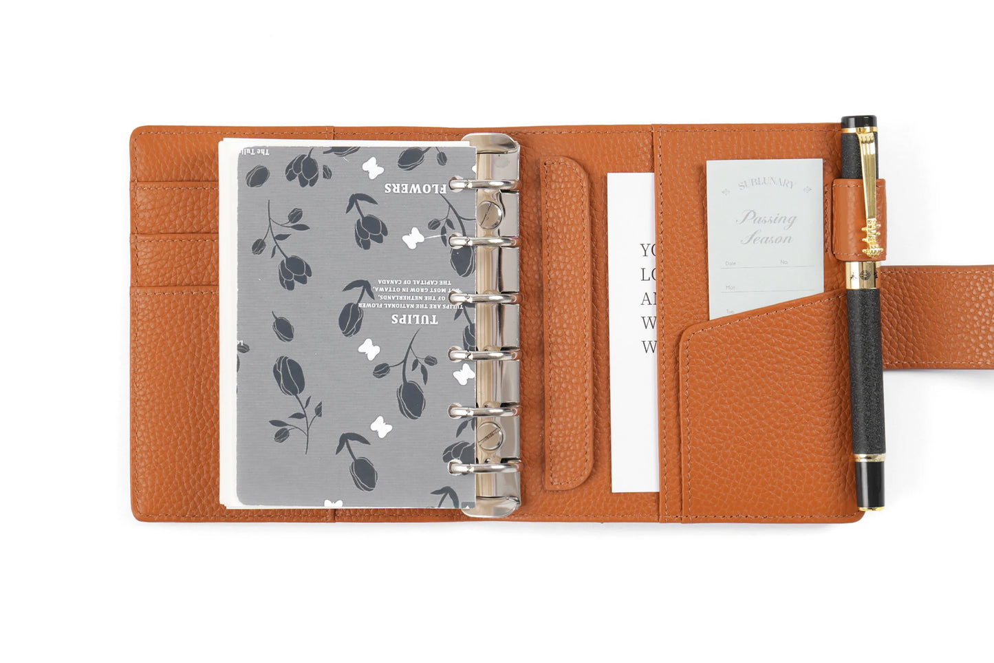 Elite Pocket A7 Rings Planner Cover – Pebbled Grain Leather, 25mm Rings