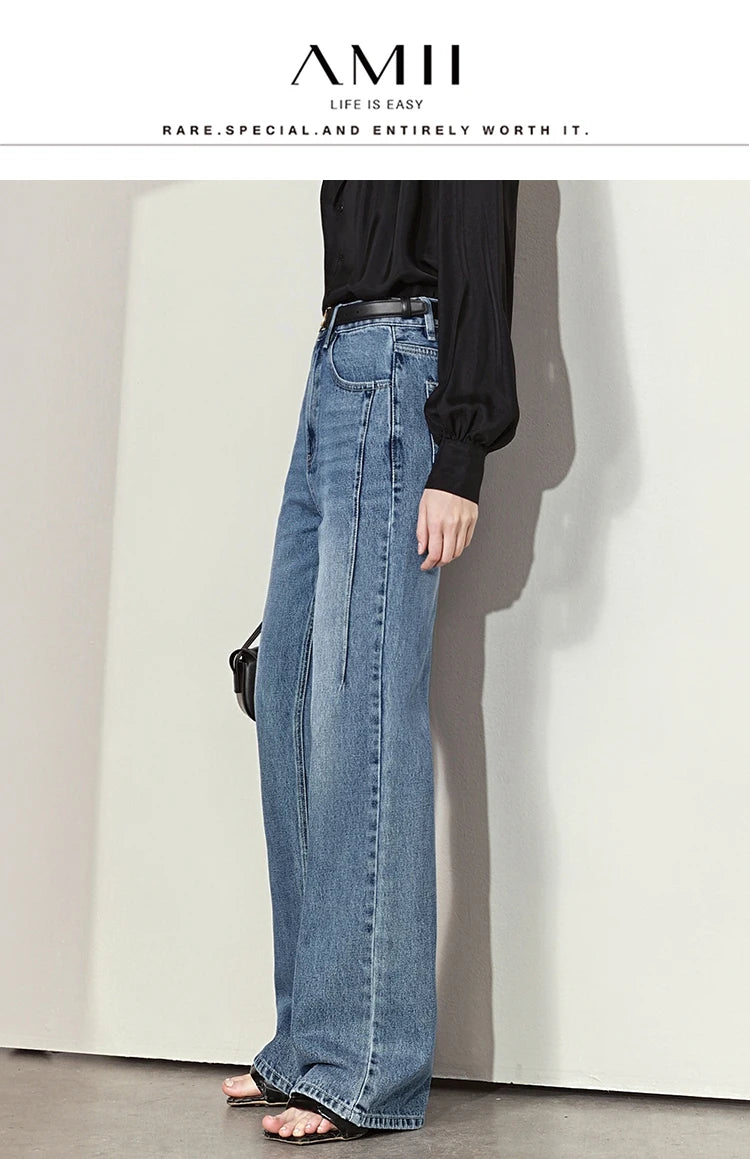 Women’s Vintage Loose Wide Leg Denim Jeans – Casual Spring Pants