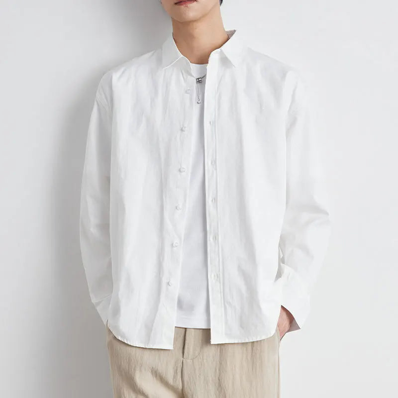 Men’s Linen Cotton Shirt – Long Sleeve Casual Spring/Summer Wear