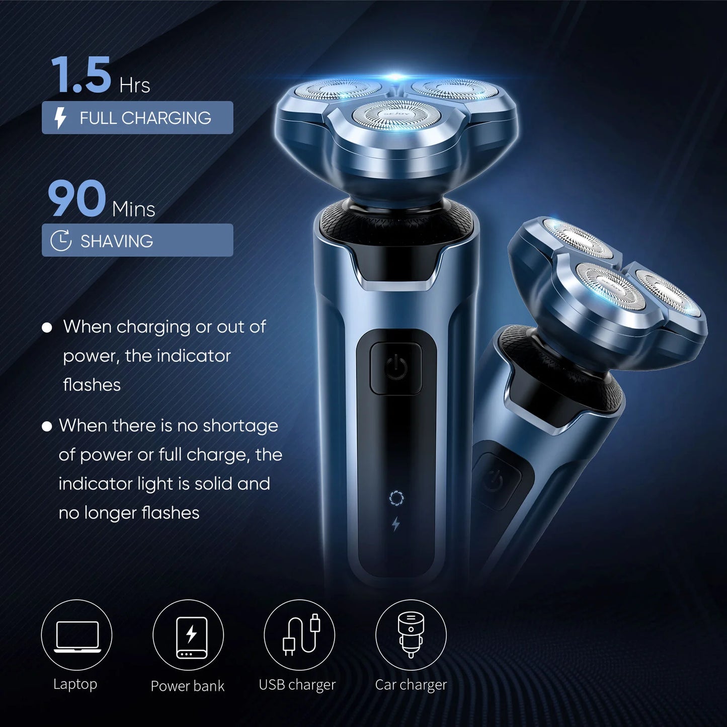 3-in-1 Electric Shaver – Beard, Nose & Razor Trimmer Waterproof
