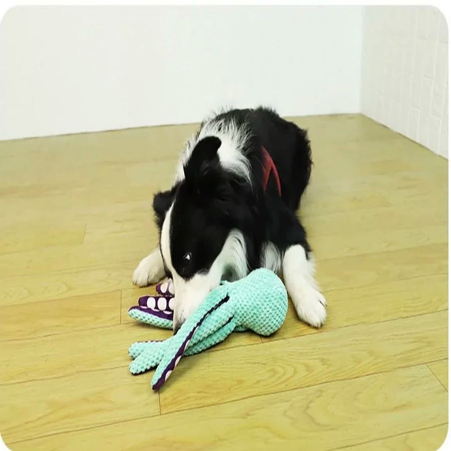 Plush Octopus Dog Toy – Interactive Squeaky & Tear-Resistant Chew Toy