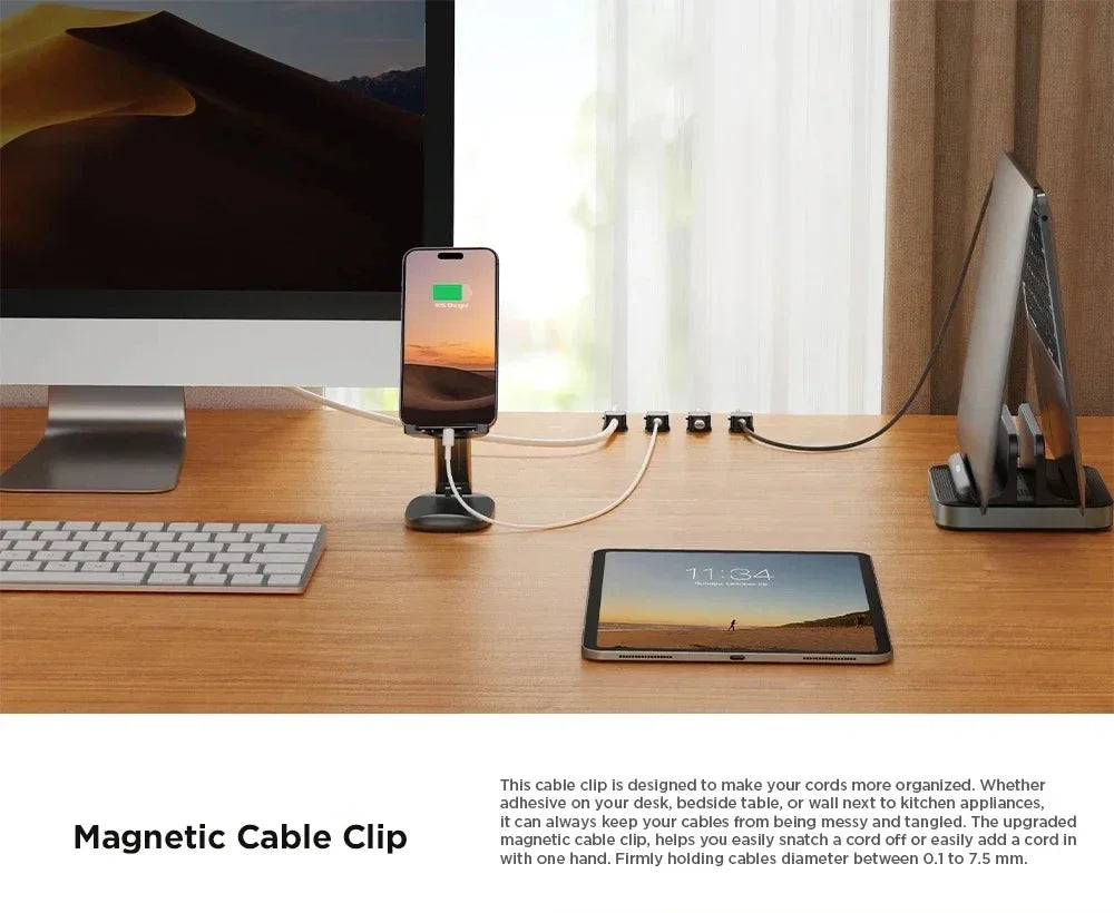 Magnetic Cable Clips – Adhesive Cord Organizer for Desk & Home