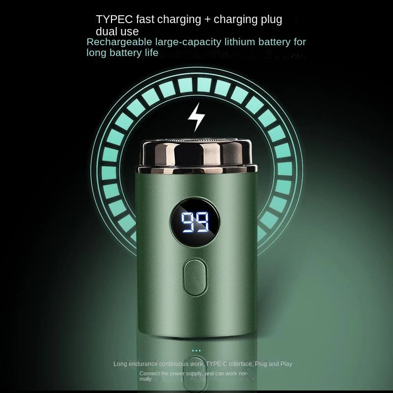 Mini Type-C Electric Razor – Portable Steel Gun Shaver with Digital Display