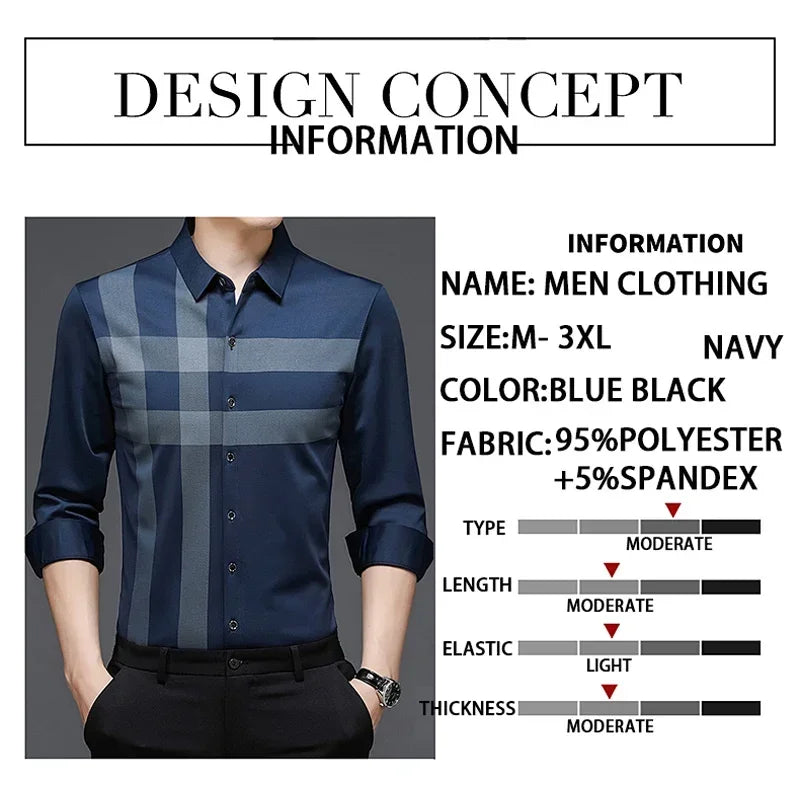 Men’s Striped Vintage Shirt – Long Sleeve Spring/Autumn Casual Top