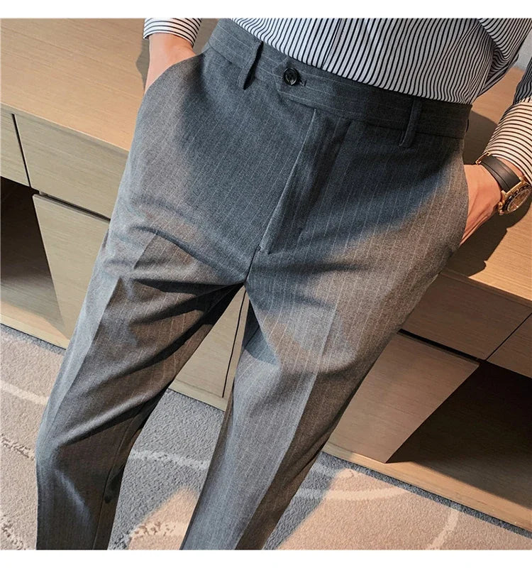 Cartmela Men’s Black Striped Suit Pants