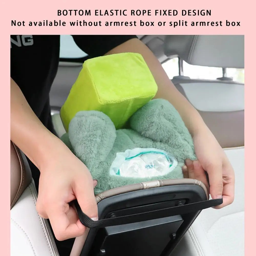Cute Plush Animal Car Tissue Box & Trash Can Storage Organizer