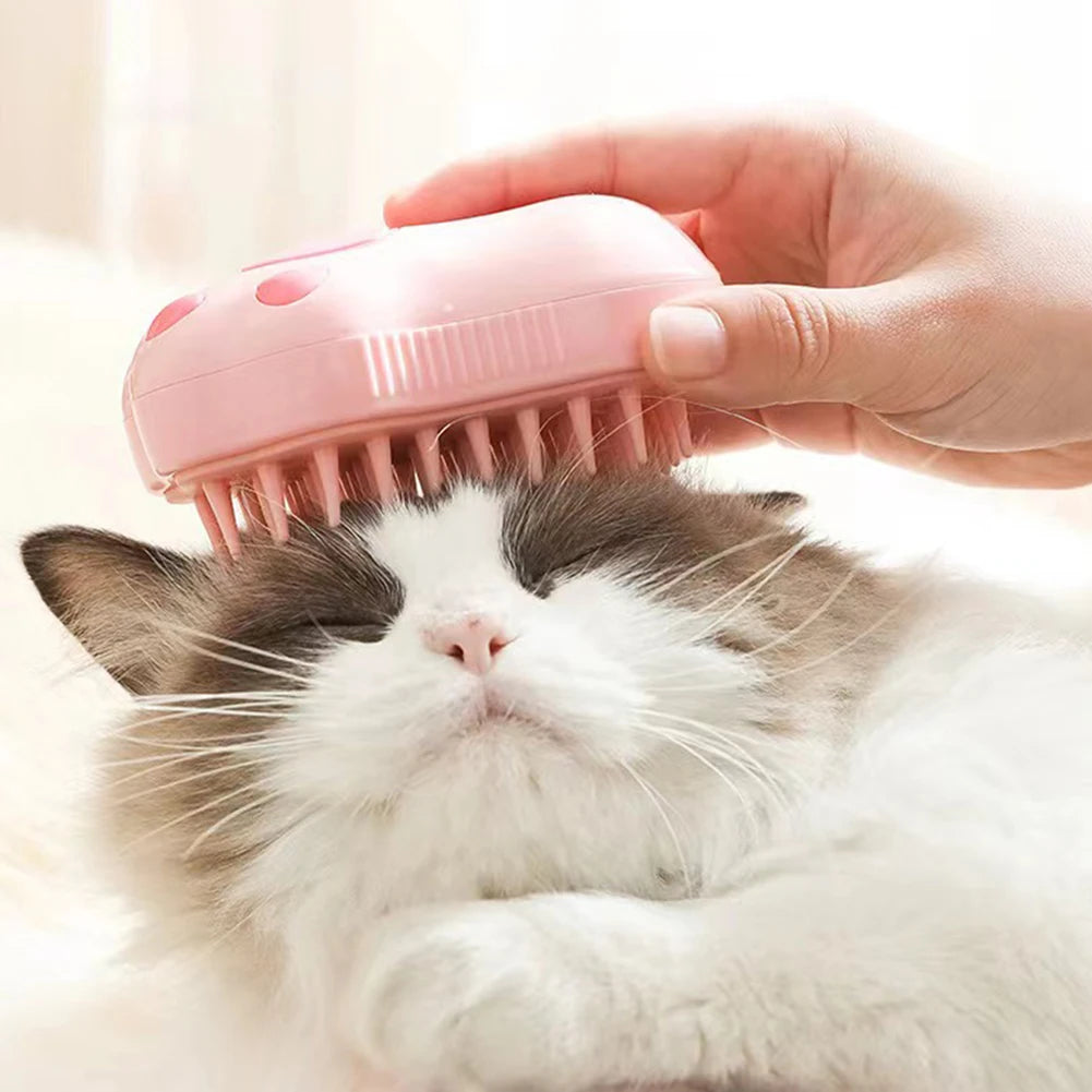 Pet Steam Brush with Massage & Water Spray – Grooming for Cats & Dogs