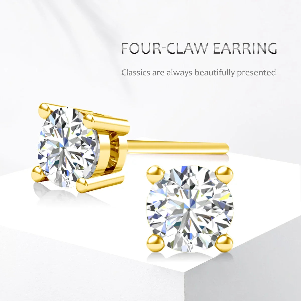 18K Real Gold Earrings with Moissanite Diamonds – Luxurious Gift