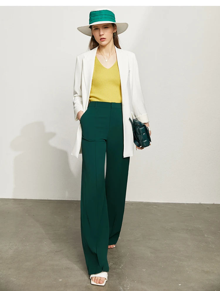 Women’s Wide Leg Chiffon Pants – High Waist Loose Office Trousers